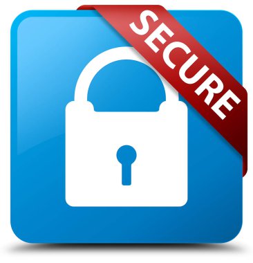 (Asma kilit simgesi) camgöbeği mavi kare düğme kırmızı kurdele Mısır güvenli