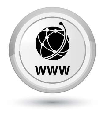 Www (küresel ağ simgesini) baş beyaz yuvarlak düğmesi