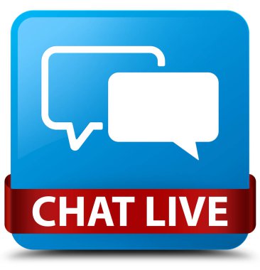 Camgöbeği mavi kare düğme kırmızı kurdele orta canlı sohbet