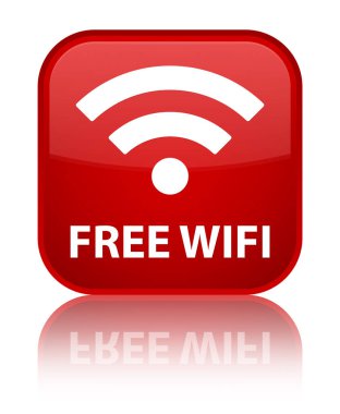 Ücretsiz Wi-Fi özel kırmızı kare düğme