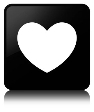 Kalp simgesi siyah kare düğme