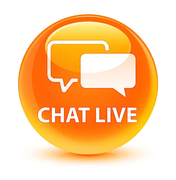 Chat live glassy orange round button — Stock Photo, Image