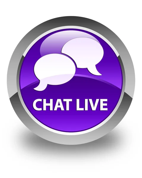 Chat live glossy purple round button — Stock Photo, Image