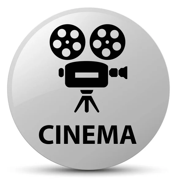 Cinema (icono de la cámara de vídeo) botón redondo blanco — Foto de Stock