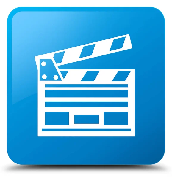 Kino Clip Symbol cyan blau quadratische Taste — Stockfoto