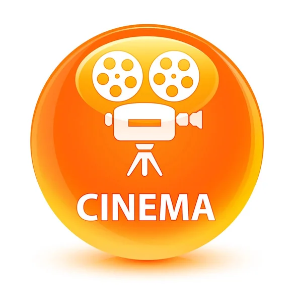 Cinema (video camera icon) glassy orange round button — Stock Photo, Image