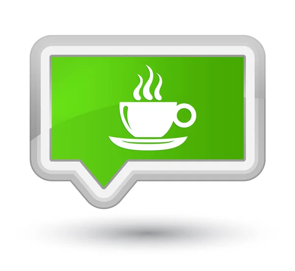 Иконка чашки кофе премьер мягкий зеленый баннер кнопки — стоковое фото