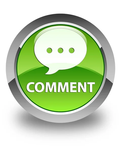 Commento (icona conversazione) pulsante rotondo verde lucido — Foto Stock