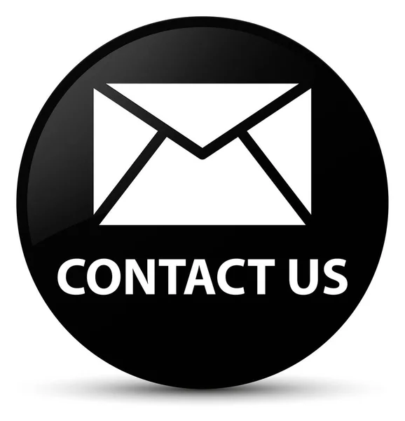 Contacte-nos (ícone de e-mail) botão redondo preto — Fotografia de Stock
