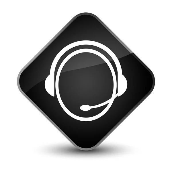Servicio de atención al cliente icono elegante botón de diamante negro —  Fotos de Stock