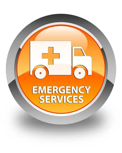 Bouton rond orange brillant des services d'urgence — Photo