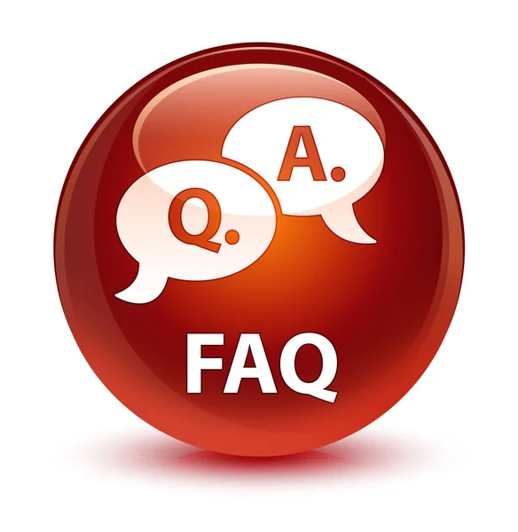 FAQ (fråga svar bubbla ikon) glasartade bruna runda knappen — Stockfoto