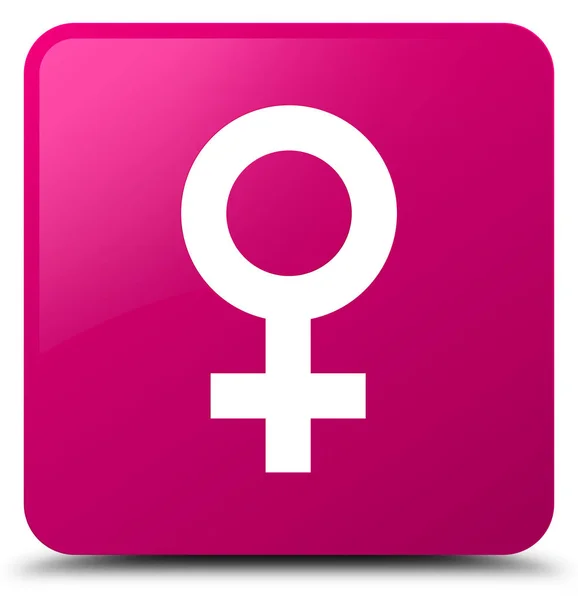 Female sign icon pink square button — Stock Photo, Image