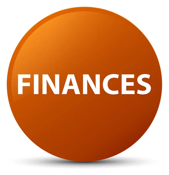 Finance, hnědé kulaté tlačítko — Stock fotografie
