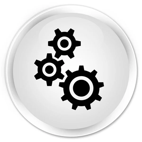 Γρανάζια εικονίδιο premium λευκό στρογγυλό κουμπί — Φωτογραφία Αρχείου