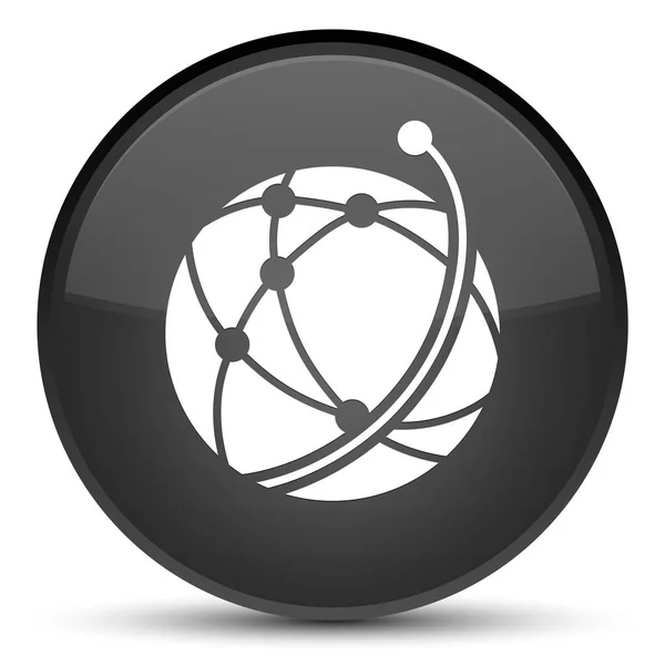 Globalna sieć ikonę specjalne czarny okrągły przycisk — Zdjęcie stockowe