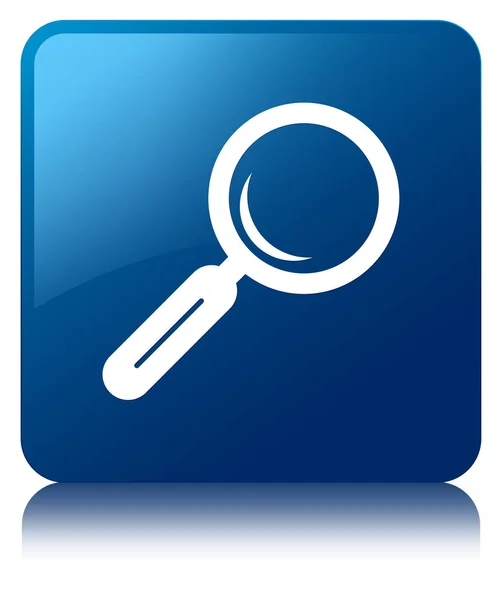 Magnifying glass icon blue square button — Stock Photo, Image