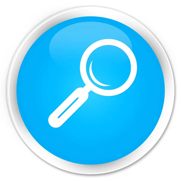 Icono de lupa premium botón redondo azul cian — Foto de Stock