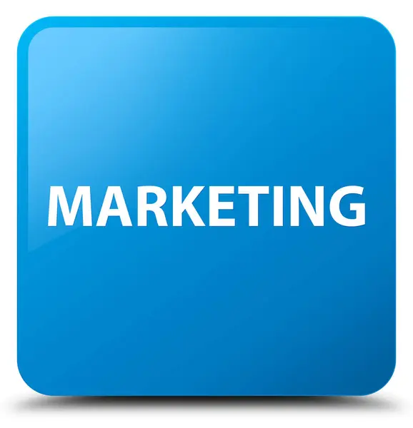 Marketing cyan blue square button — Stock Photo, Image