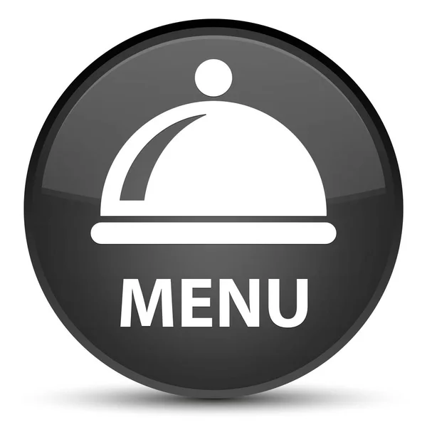 Menü (yiyecek çanak simgesi) özel siyah yuvarlak düğmesi — Stok fotoğraf