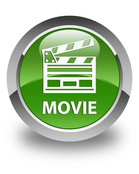 Film (icona clip cinema) lucido morbido pulsante rotondo verde — Foto Stock