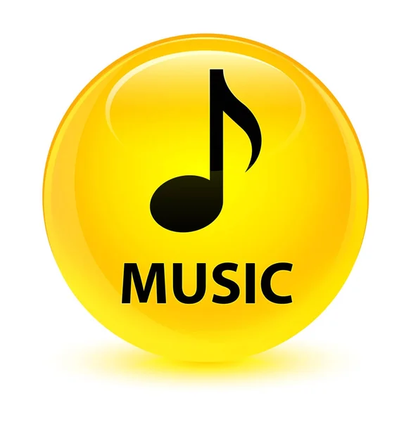 Music glassy yellow round button — Stock Photo, Image