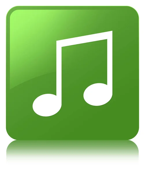 Ícone de música botão quadrado verde suave — Fotografia de Stock