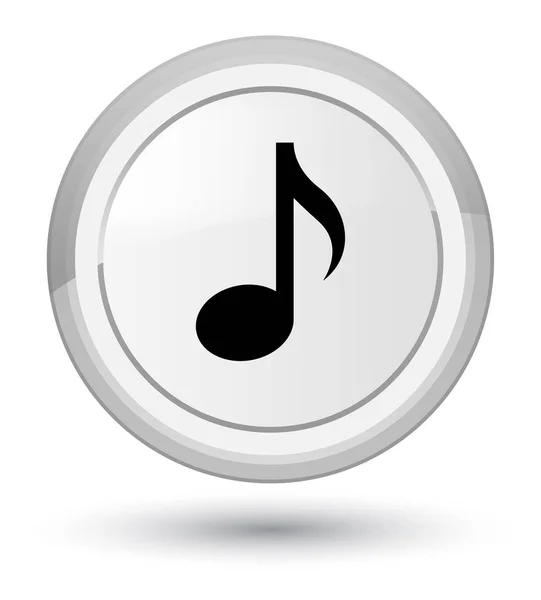 Μουσική εικονίδιο prime λευκό στρογγυλό κουμπί — Φωτογραφία Αρχείου