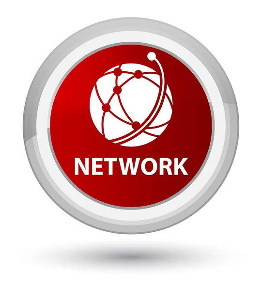 Rede (ícone de rede global) botão redondo vermelho principal — Fotografia de Stock