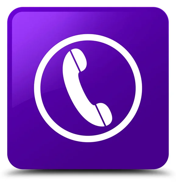 Teléfono icono púrpura botón cuadrado — Foto de Stock