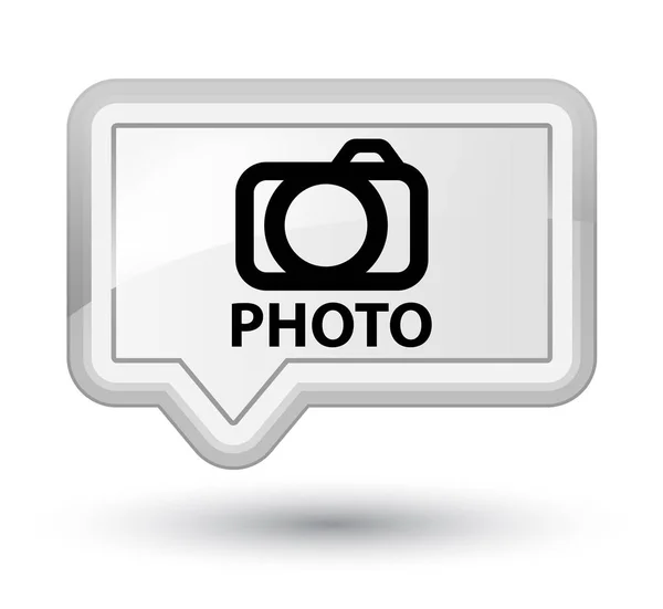 Foto (ícone da câmera) botão de banner branco principal — Fotografia de Stock