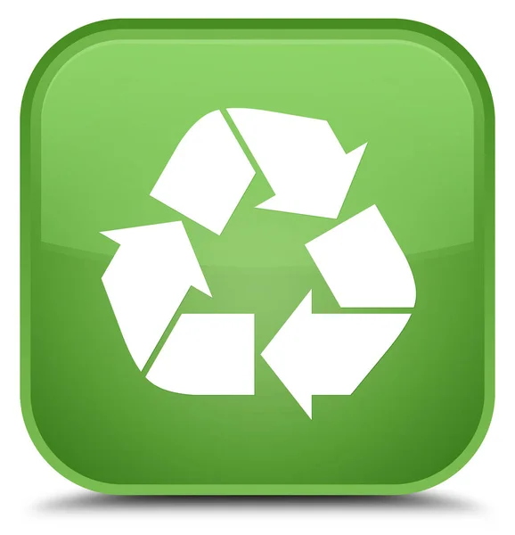 Ícone de reciclagem botão quadrado verde suave especial — Fotografia de Stock
