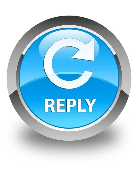 Reply (rotate arrow icon) glossy cyan blue round button — Stock Photo, Image