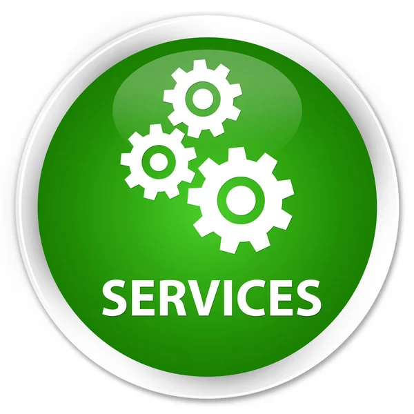 Serviços (ícone de engrenagens) botão redondo verde prémio — Fotografia de Stock