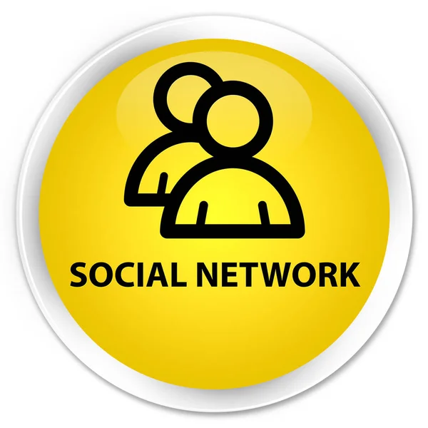 Szociális hálózat (csoport ikon) prémium sárga kerek gomb — Stock Fotó
