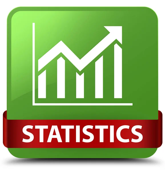Statisztikák puha zöld négyzet gomb piros szalag közepén — Stock Fotó