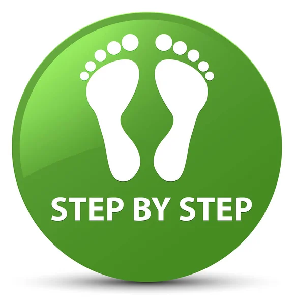 Step by step (footprint icon) soft green round button — Stock Photo, Image