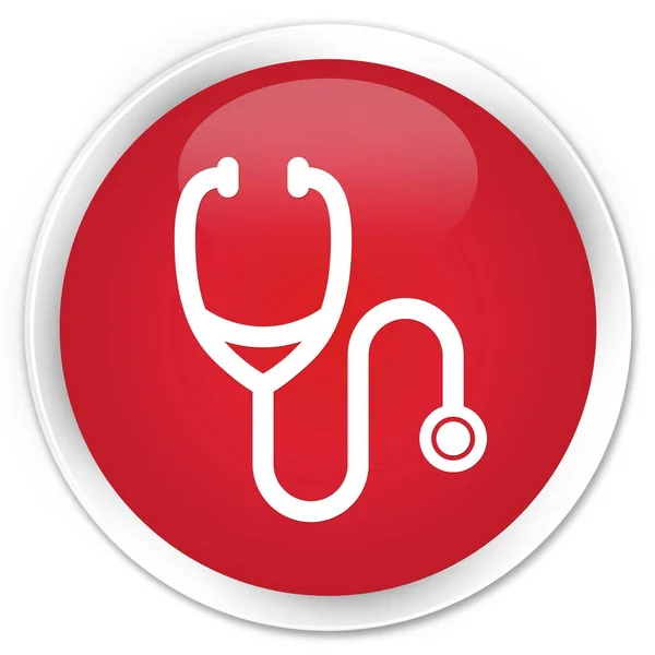 Stethoskop-Symbol Premium roter runder Knopf — Stockfoto