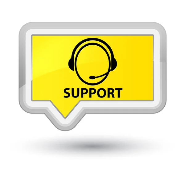 Suporte (ícone de atendimento ao cliente) botão de banner amarelo principal — Fotografia de Stock