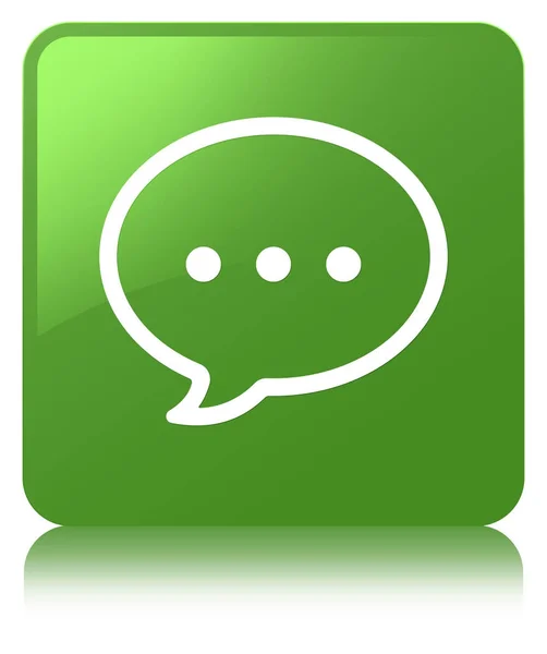 Talk bubble icon soft green square button — Stock Photo, Image