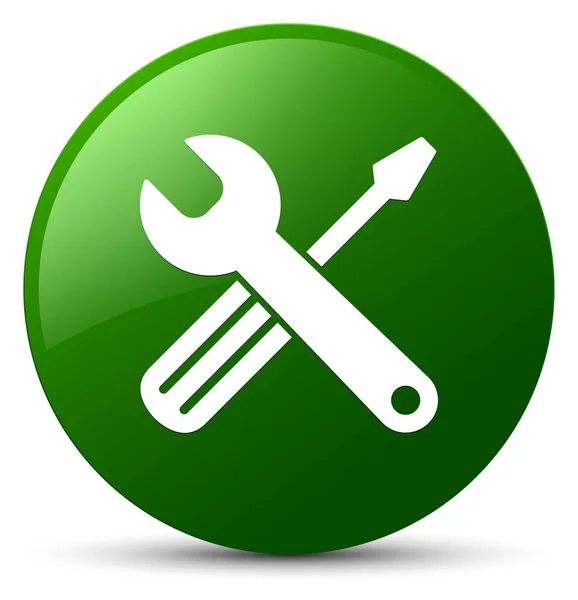 Tools icon green round button — Stock Photo, Image