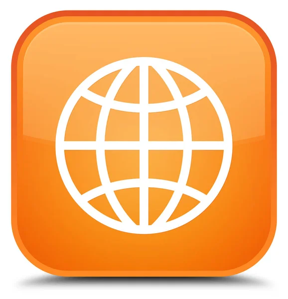 世界のアイコン特別なオレンジ色の正方形ボタン — ストック写真