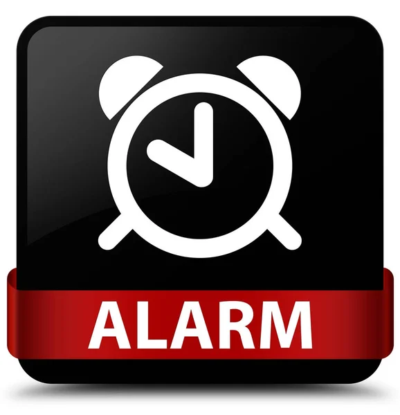 Alarme preto quadrado botão fita vermelha no meio — Fotografia de Stock
