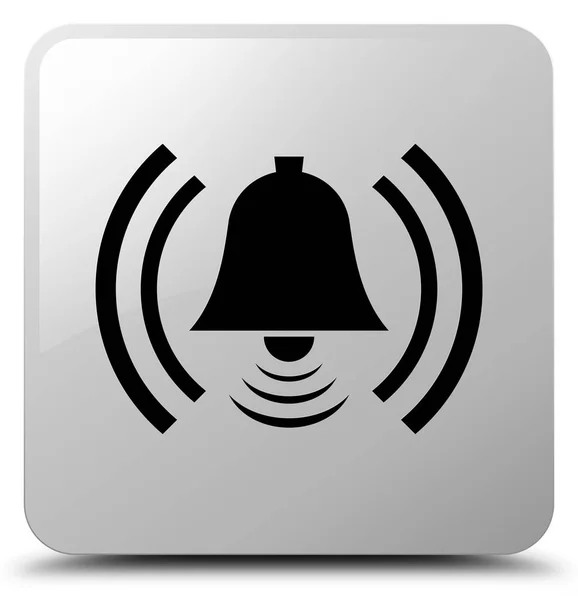 Przycisku kwadrat biały ikona alarmu — Zdjęcie stockowe