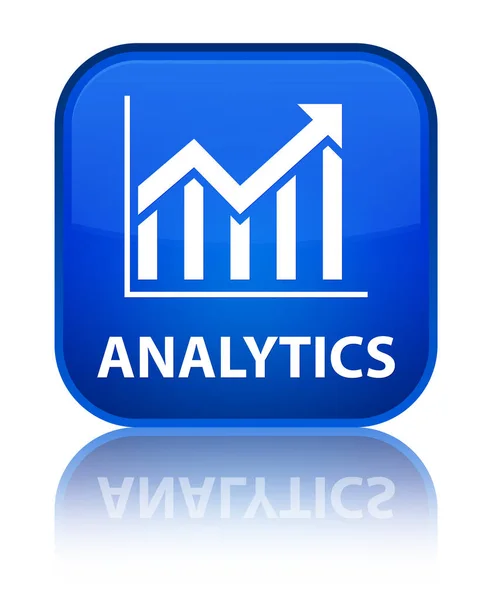 Аналітика (піктограма статистики) спеціальна кнопка синього квадрата — стокове фото
