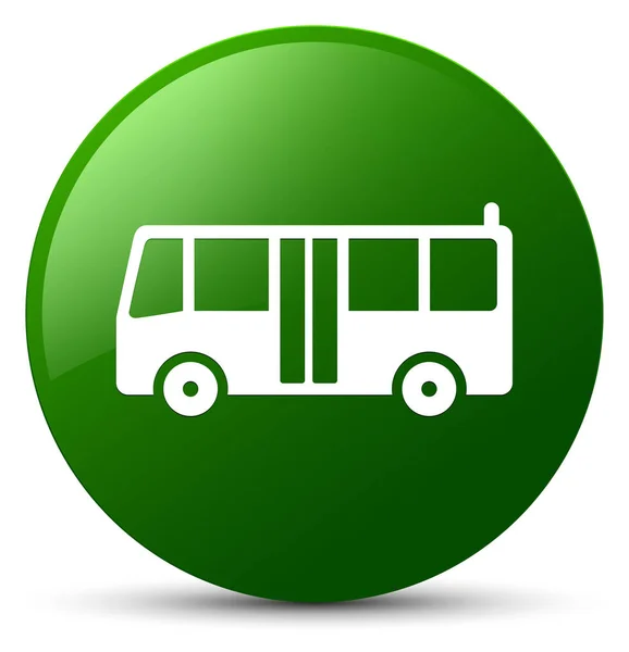 Bus icono verde botón redondo — Foto de Stock
