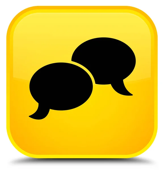 Chat zeepbel speciale gele vierkante knoop van het pictogram — Stockfoto
