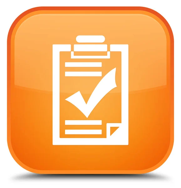 Checklist icona speciale pulsante quadrato arancione — Foto Stock