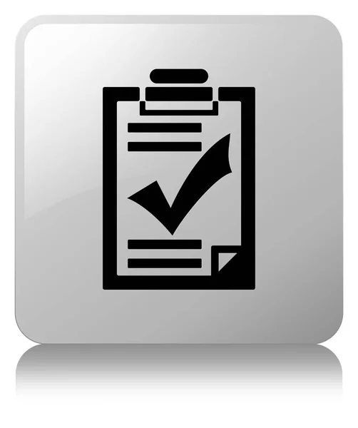 Ícone da lista de verificação botão quadrado branco — Fotografia de Stock