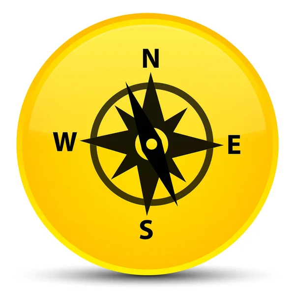 Kompasu speciální žluté kulaté tlačítko — Stock fotografie